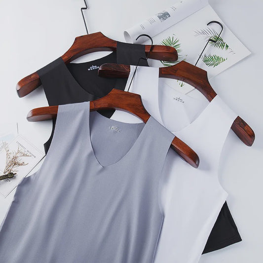 Heren IJszijde Tanktop: Ademend, Slim Fit en Mouwloos Zomerhemd