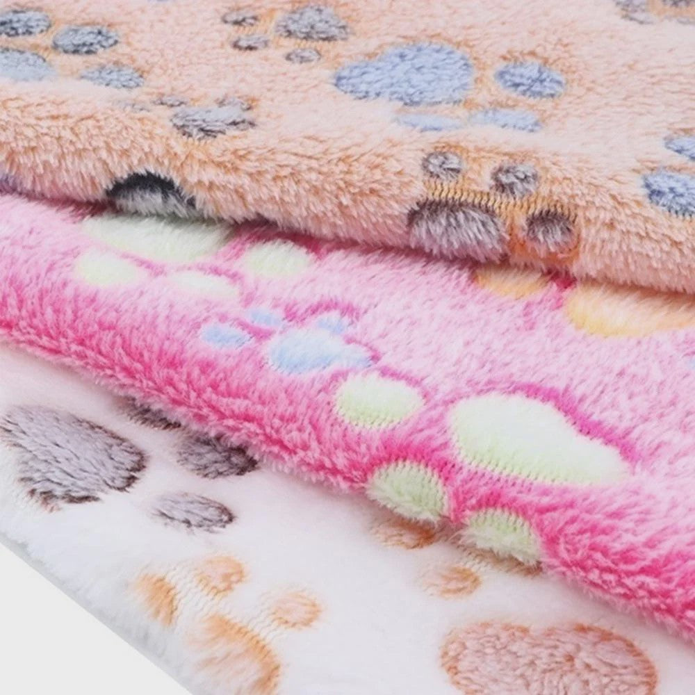 Zachte Pluche Deken voor Huisdieren - Warm & Comfortabel met Schattige Cartoon Pootjesprint