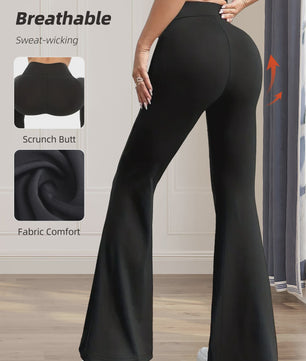Dames Flare Broek Hoge Taille Zwart - Stijlvol & Comfortabel