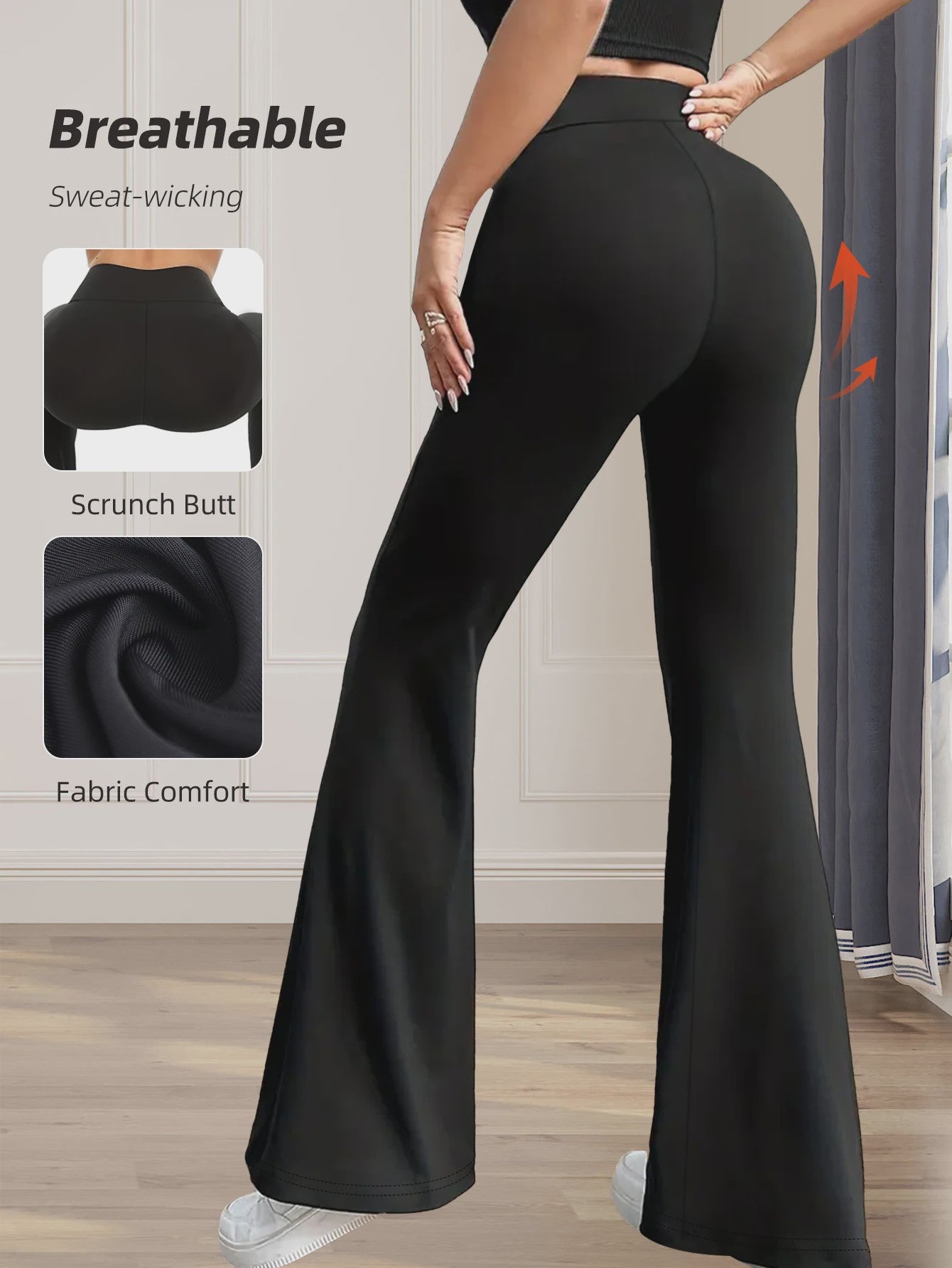Dames Flare Broek Hoge Taille Zwart - Stijlvol & Comfortabel