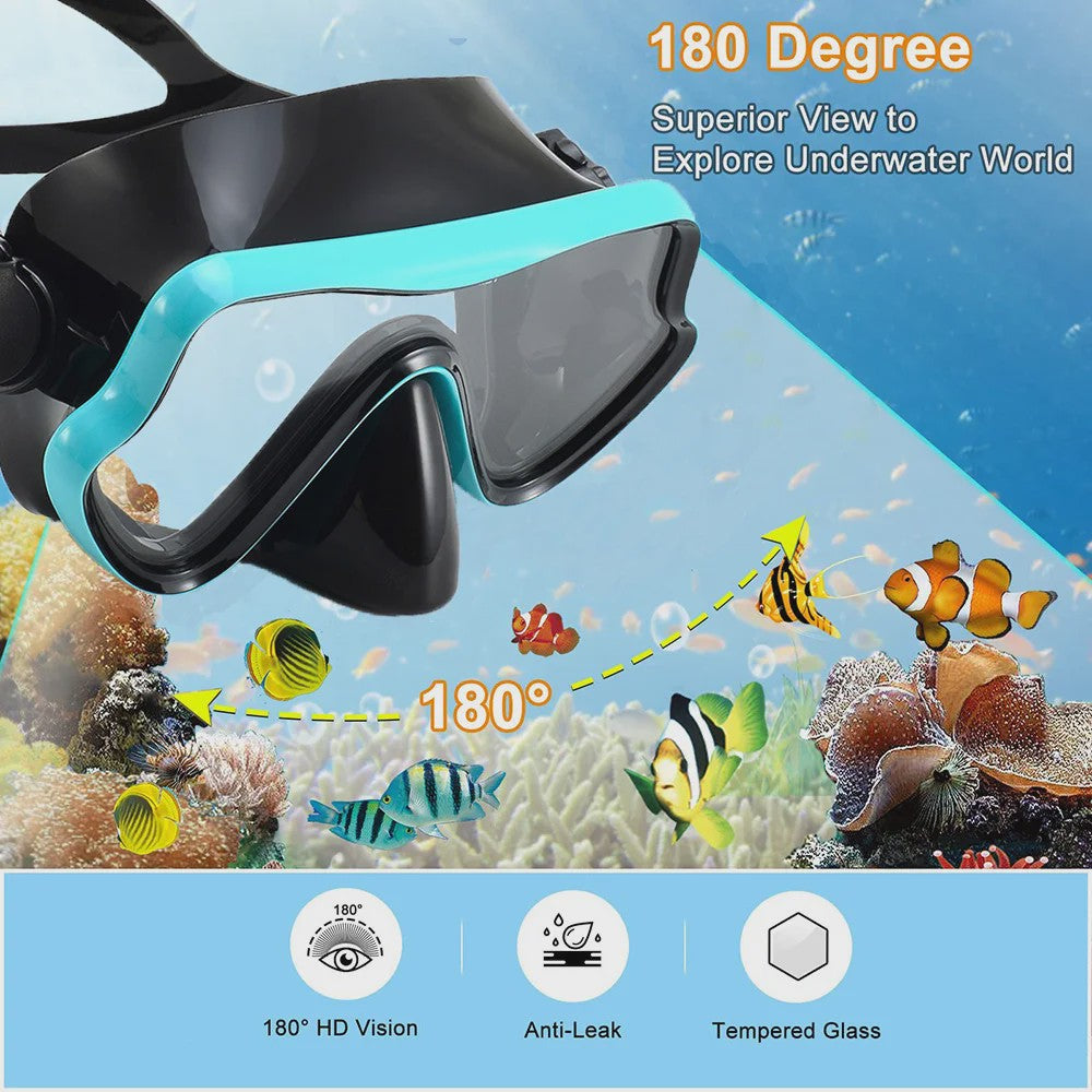 Professionele Duikbril en Snorkel Set voor Volwassenen - Panoramisch Zicht & Duurzaam Gehard Glas