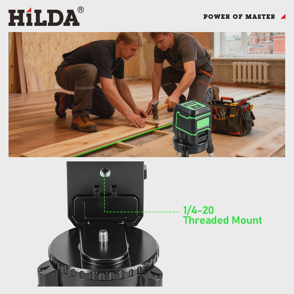 HILDA 360° Roterende Laserwaterpas Beugel met Verstelbare Basis en 1/4" & 5/8" Schroef voor Statief