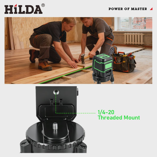 HILDA 360° Roterende Laserwaterpas Beugel met Verstelbare Basis en 1/4" & 5/8" Schroef voor Statief
