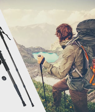 Trekkingstokken Set van 2 - Anti-Shock Aluminium, Telescopisch 65-135 cm, Inclusief Kompas & Tips