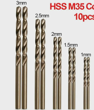 10-delige HSS M35 Kobalt Boorbits Set (1-3mm) voor Metaal & Roestvrij Staal