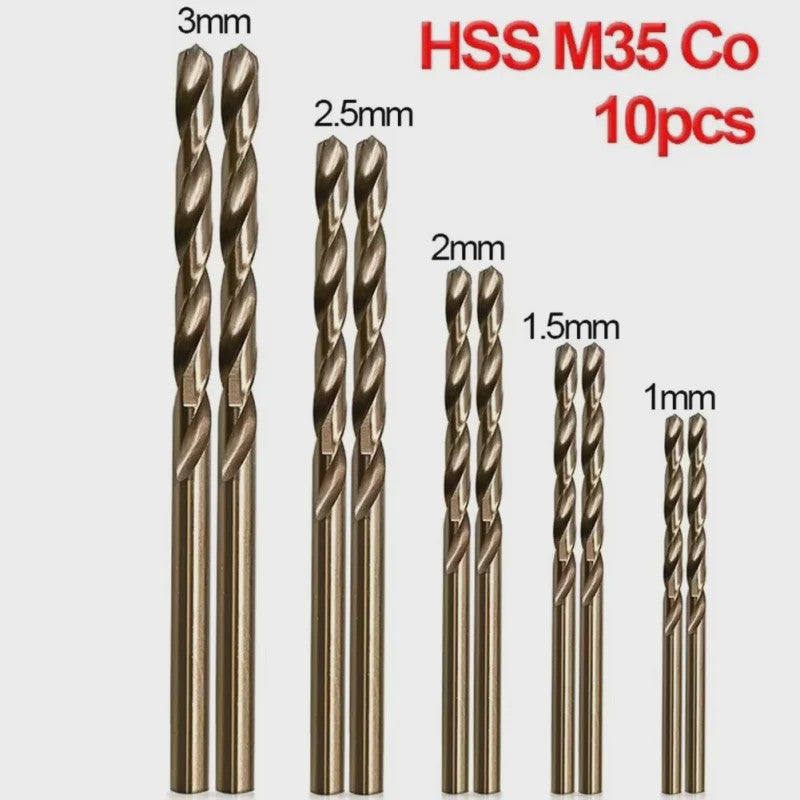 10-delige HSS M35 Kobalt Boorbits Set (1-3mm) voor Metaal & Roestvrij Staal