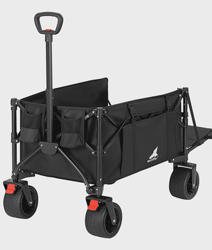 Opvouwbare Tuinwagen 150L met Zijvakken en Bekerhouders - Stevige Trolley voor Camping en Strand