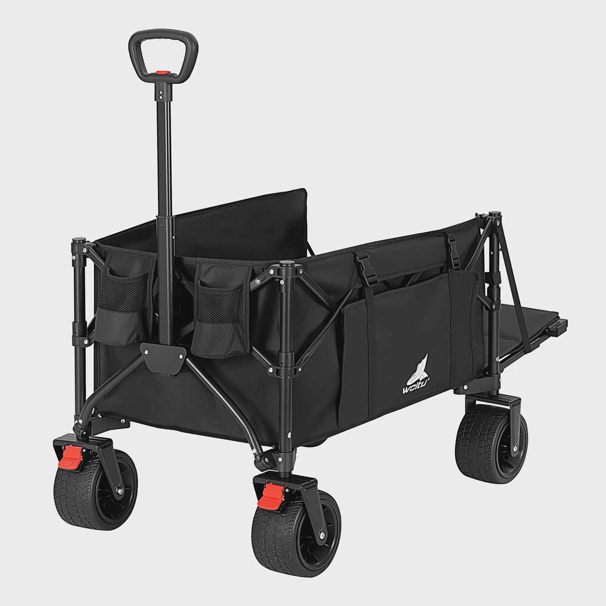 Opvouwbare Tuinwagen 150L met Zijvakken en Bekerhouders - Stevige Trolley voor Camping en Strand