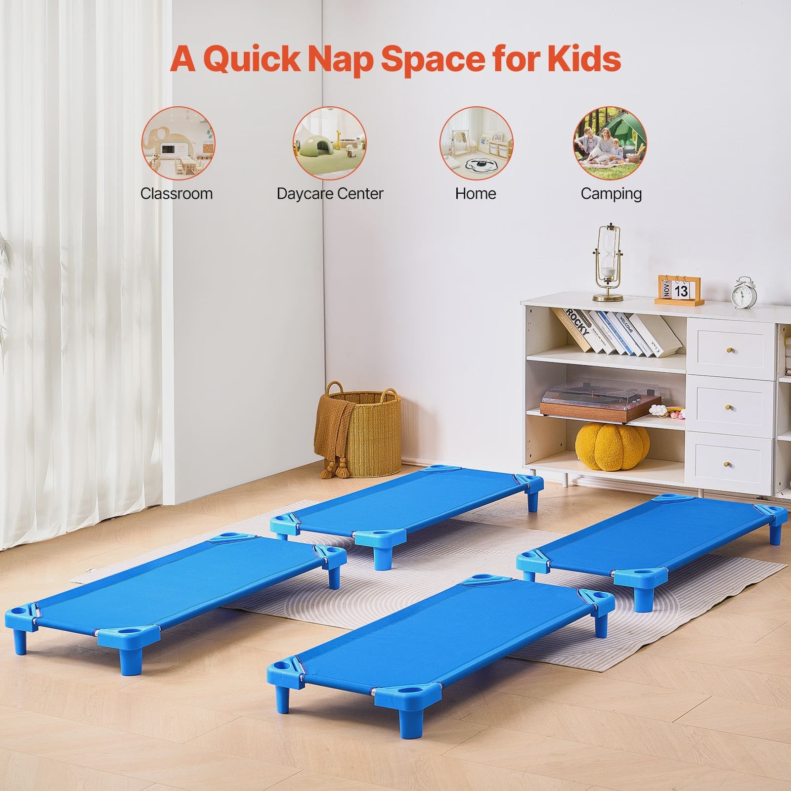 Stapelbare Kinderbedjes Set van 4 of 6 - Draagbaar en Comfortabel voor Kinderopvang en Thuis