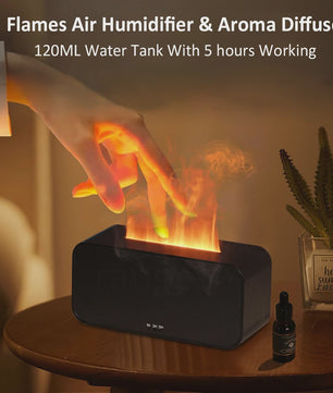 Vlam Luchtbevochtiger & Aroma Diffuser met LED Verlichting - Sfeervol en Rustgevend