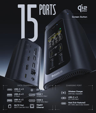 Baseus 15-in-1 USB-C Docking Station met 160W PD & 25W Draadloze Charger