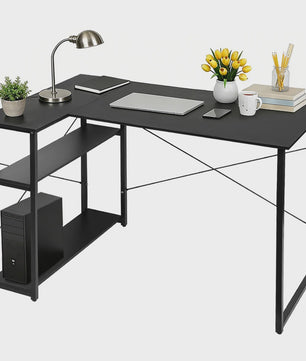 L-vormig Bureau met Opbergrek - Ideaal voor Gaming, PC, Studie & Werk in Slaapkamer (120/100cm)
