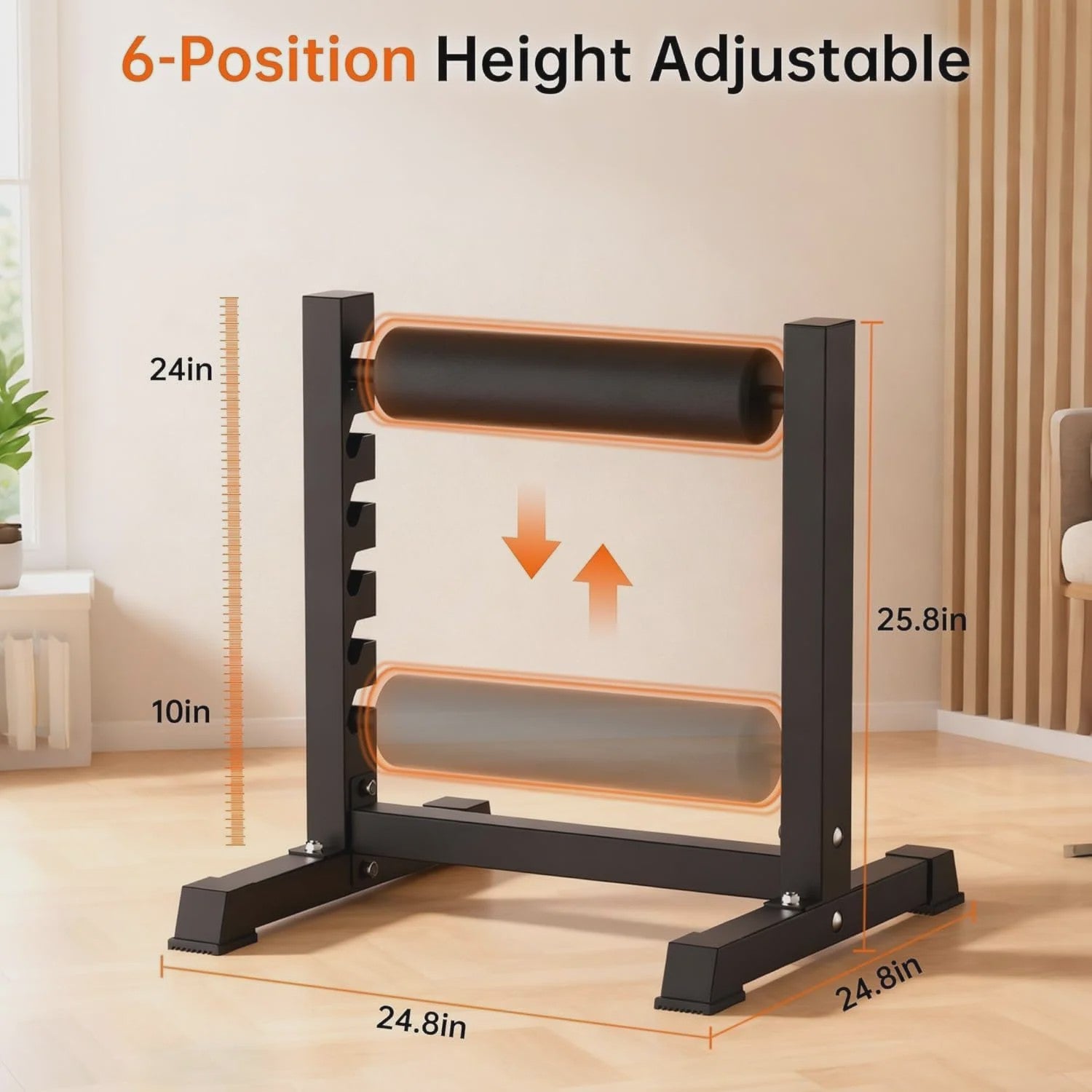 Heavy Duty Bulgarian Split Squat Stand - 350 LBS Capaciteit, 6-Niveau Hoogteverstelling voor Krachttraining Thuis