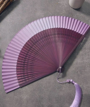 Luxe Bamboe Vouwventilator met Gradatiekleur & Kwastje - Retro Stijl