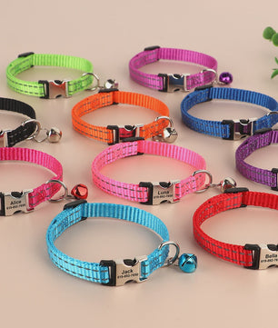 Gepersonaliseerde Kattenhalsband met Gravure, Bel & Reflecterend - Veilig & Stijlvol