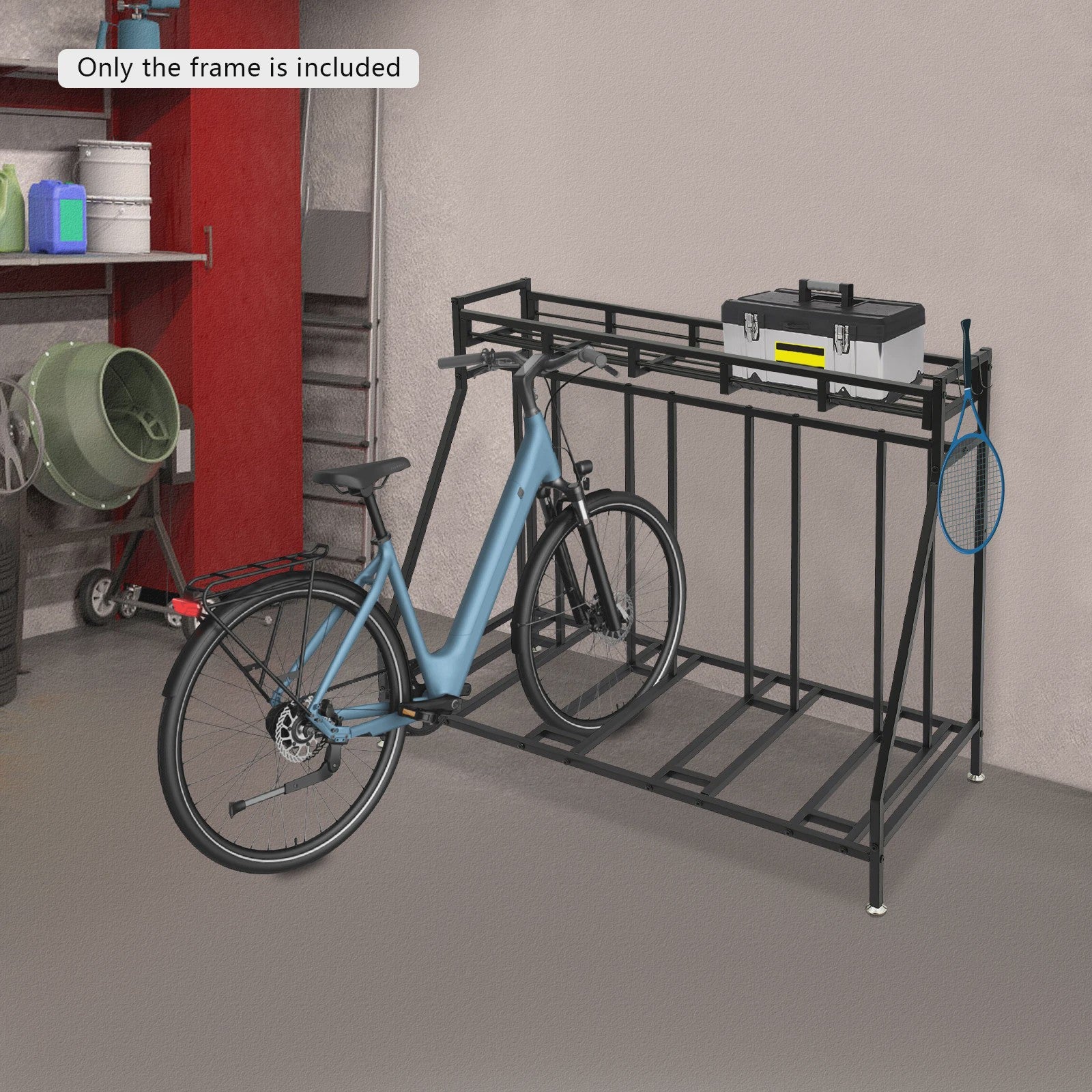 4-Plaats Fietsenrek Staand met Haken - Indoor Fietsenstalling Organizer