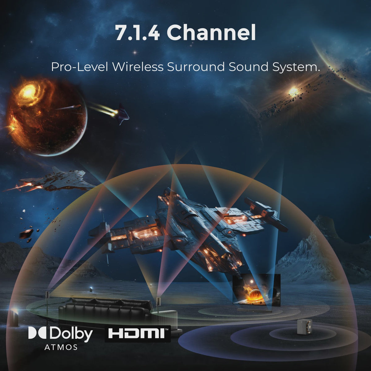 ULTIMEA Skywave X60 Soundbar: 7.1.4 Dolby Atmos Surround met Draadloze Subwoofer