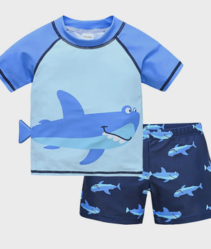 Zomer Zwempak Set Jongens met Haaienprint - T-shirt en Boardshort