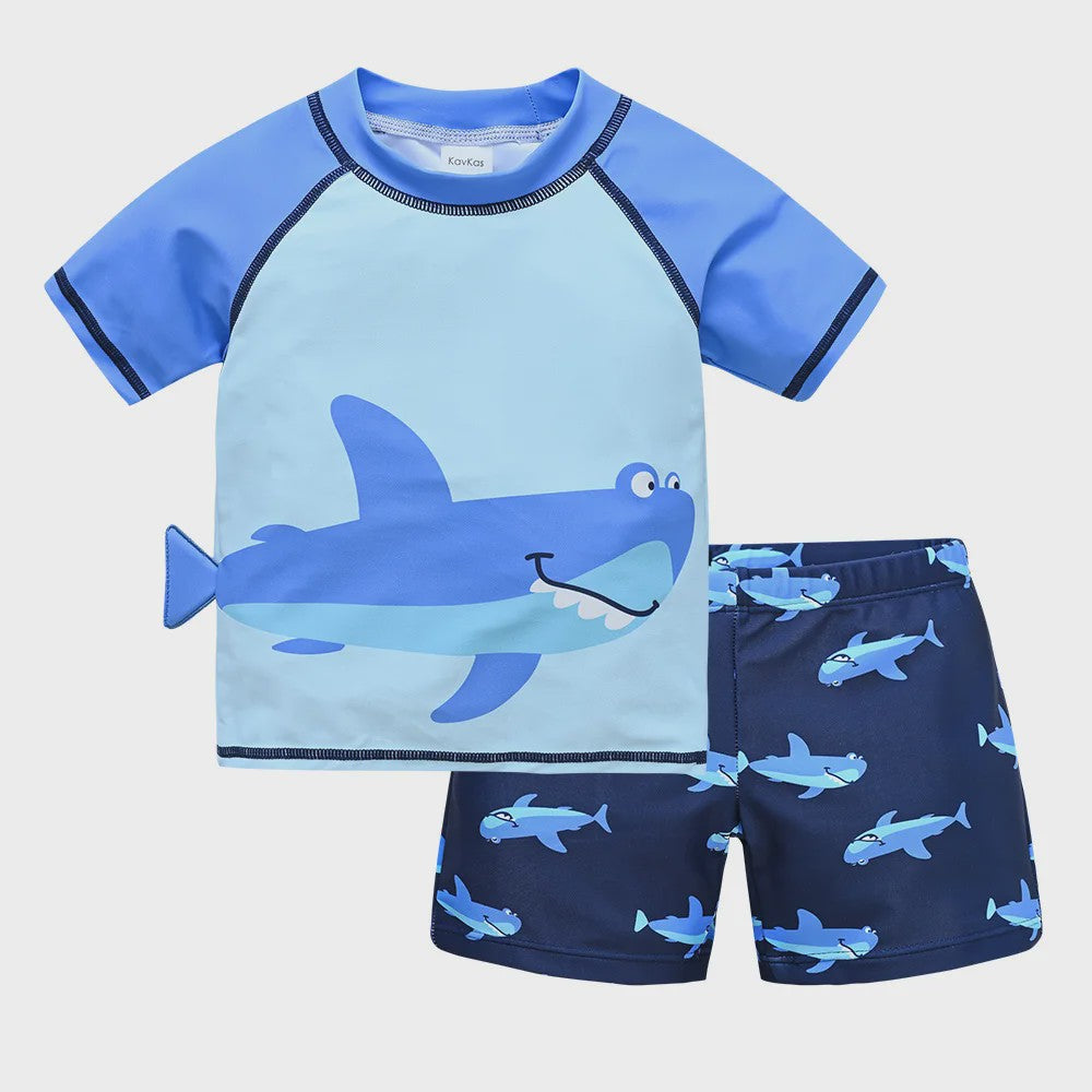Zomer Zwempak Set Jongens met Haaienprint - T-shirt en Boardshort