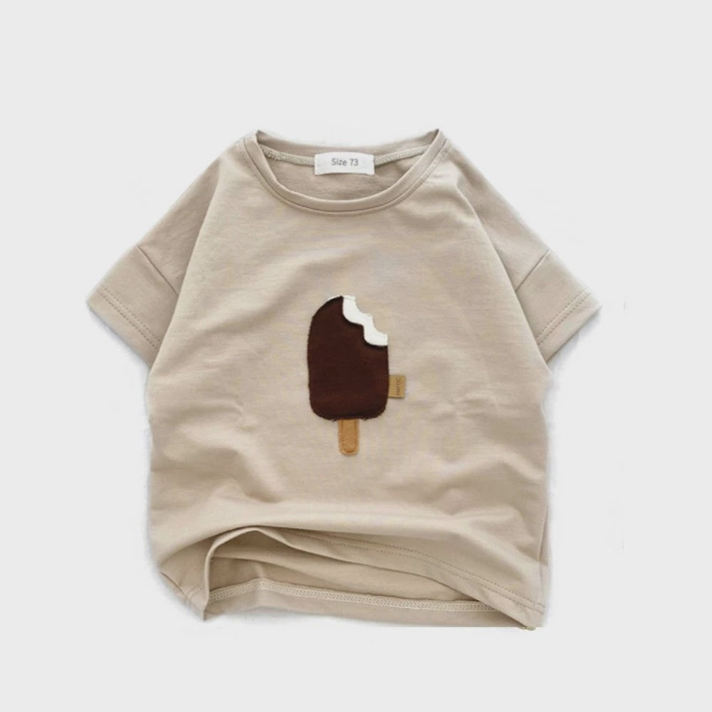 Zomer T-shirt met IJspje Print voor Baby's en Peuters - Katoen, Korte Mouw