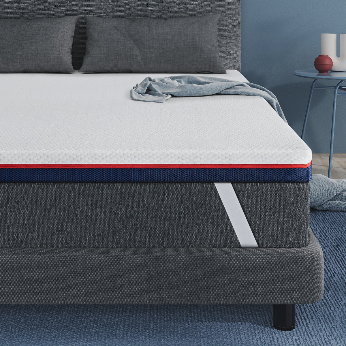 Inre 8cm Traagschuim Matrasoplegger - Comfortabel, Ademend & Hypoallergeen met Wasbare Hoes