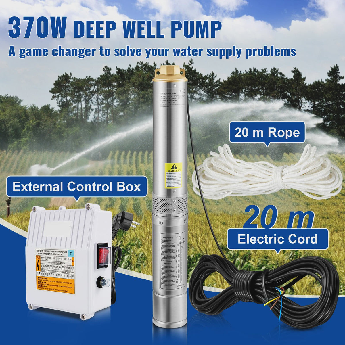 Dompelpomp RVS - Krachtige Waterpomp voor Diepe Putten (370W-1100W)