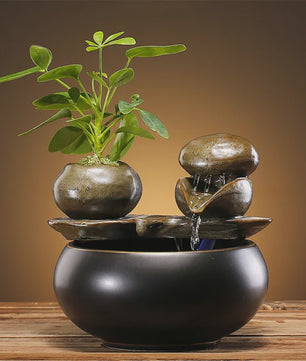 Keramische Fontein voor Katten en Huisdieren - Zen Decoratie met Waterval Effect