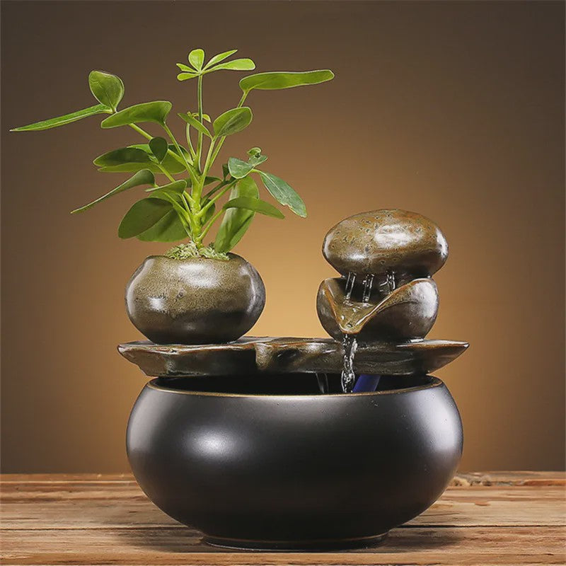 Keramische Fontein voor Katten en Huisdieren - Zen Decoratie met Waterval Effect