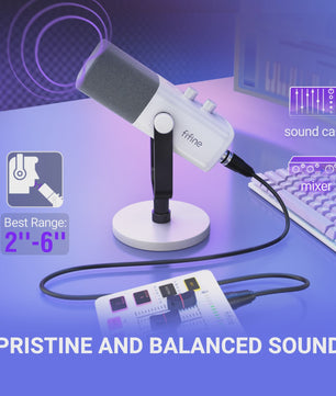 FIFINE AM8W Dynamische XLR/USB Microfoon met RGB, Mute & Koptelefoonaansluiting - Ideaal voor Streaming & Gaming