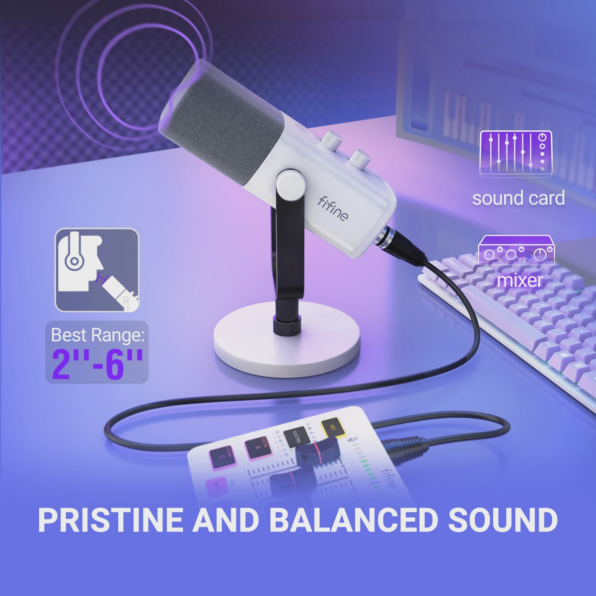 FIFINE AM8W Dynamische XLR/USB Microfoon met RGB, Mute & Koptelefoonaansluiting - Ideaal voor Streaming & Gaming