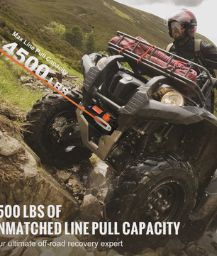 Elektrische Lier 4500lbs voor ATV/UTV met Synthetisch Touw, Draadloze & Bedrade Afstandsbediening, IP55 Waterdicht