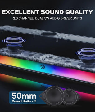 Redragon GS515 RGB Soundbar: Compacte Desktop Speaker met Bluetooth 5.3 & USB-C