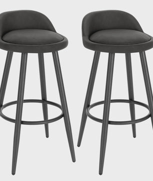 Set van 2 fluwelen barkrukken met voetensteun - Stijlvol en comfortabel voor keuken en bistro