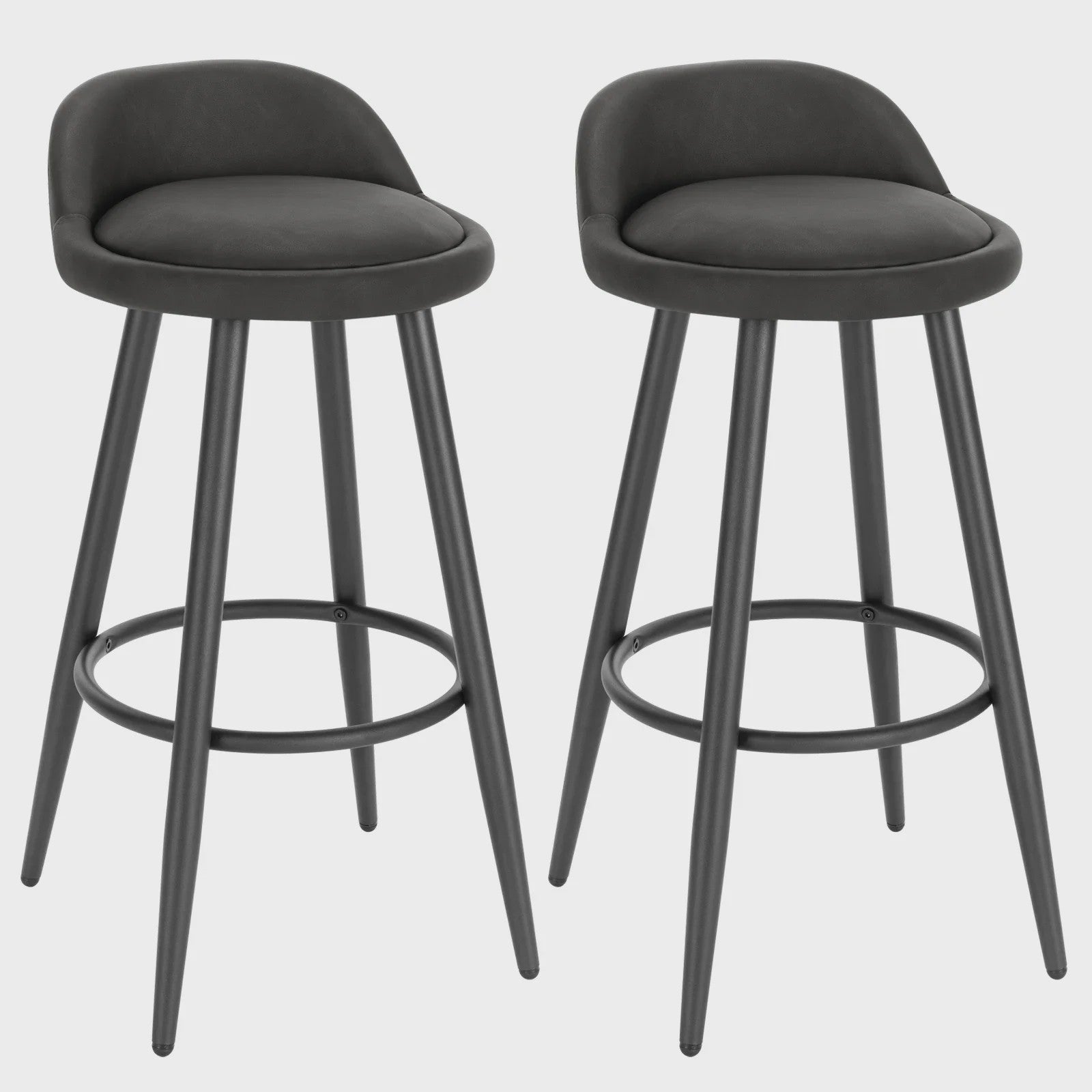 Set van 2 fluwelen barkrukken met voetensteun - Stijlvol en comfortabel voor keuken en bistro