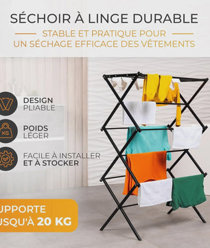 3-Laags Opvouwbaar Kledingrek - Zwart/Wit - Voor Binnen & Buiten