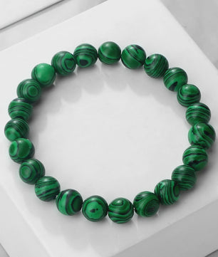 8mm Natuurlijke Malachiet Edelsteen Armband - Handgemaakt, Elastisch