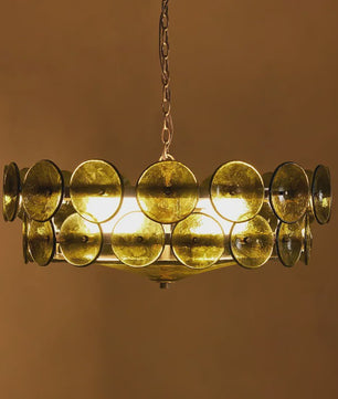 Lorenzo Design Kroonluchter - Italiaans Amber & Groen Art Glass, Bauhaus Stijl