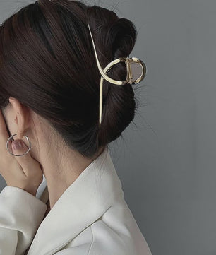 Grote Metalen Klauw Haarclip 13.5cm - Trendy Holle Haarpin voor Dames