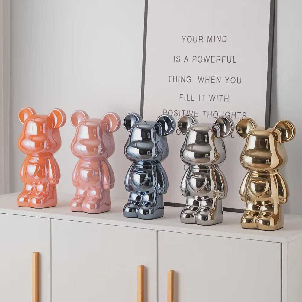 Keramische Bear Brick Beeldjes - Teddy Beer Decoratie voor Huis & Kamer (18/28 cm)