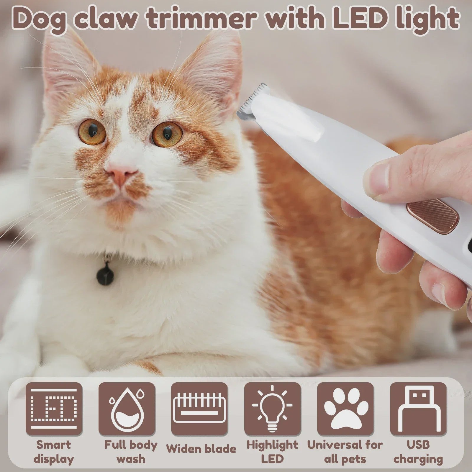 Waterdichte Hondentrimmer met LED Licht - Stille Werking & 18mm Breed Mes