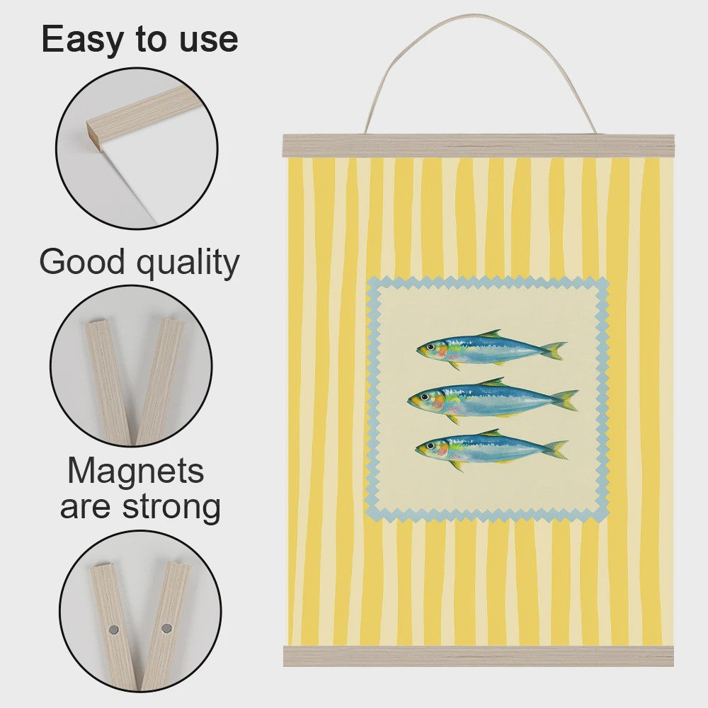 Magnetische Poster Hanger Frame van Teak Hout (21-50cm) - Wanddecoratie Ophangsysteem