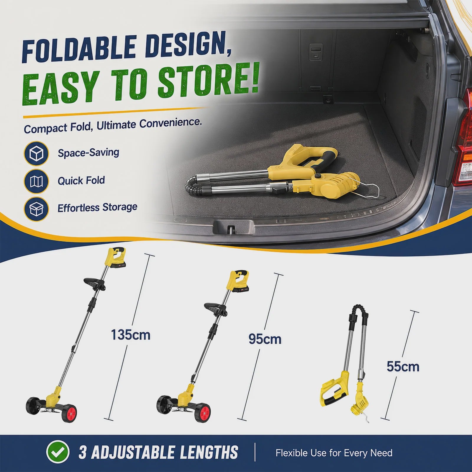 Accu Grastrimmer met Wielen - 3-in-1 Bosmaaier & Kantensnijder - 21V