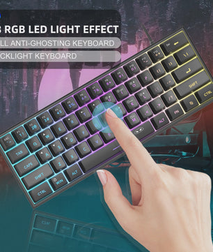 MageGee Mini 60% Gaming Toetsenbord met RGB Backlit, 61 Toetsen, Compact & Ergonomisch