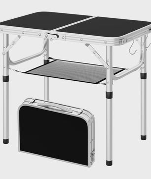 Verstelbare en Opvouwbare Campingtafel van Aluminium met Opbergnet en Haken - Draagbaar voor Tuin, Picknick & BBQ