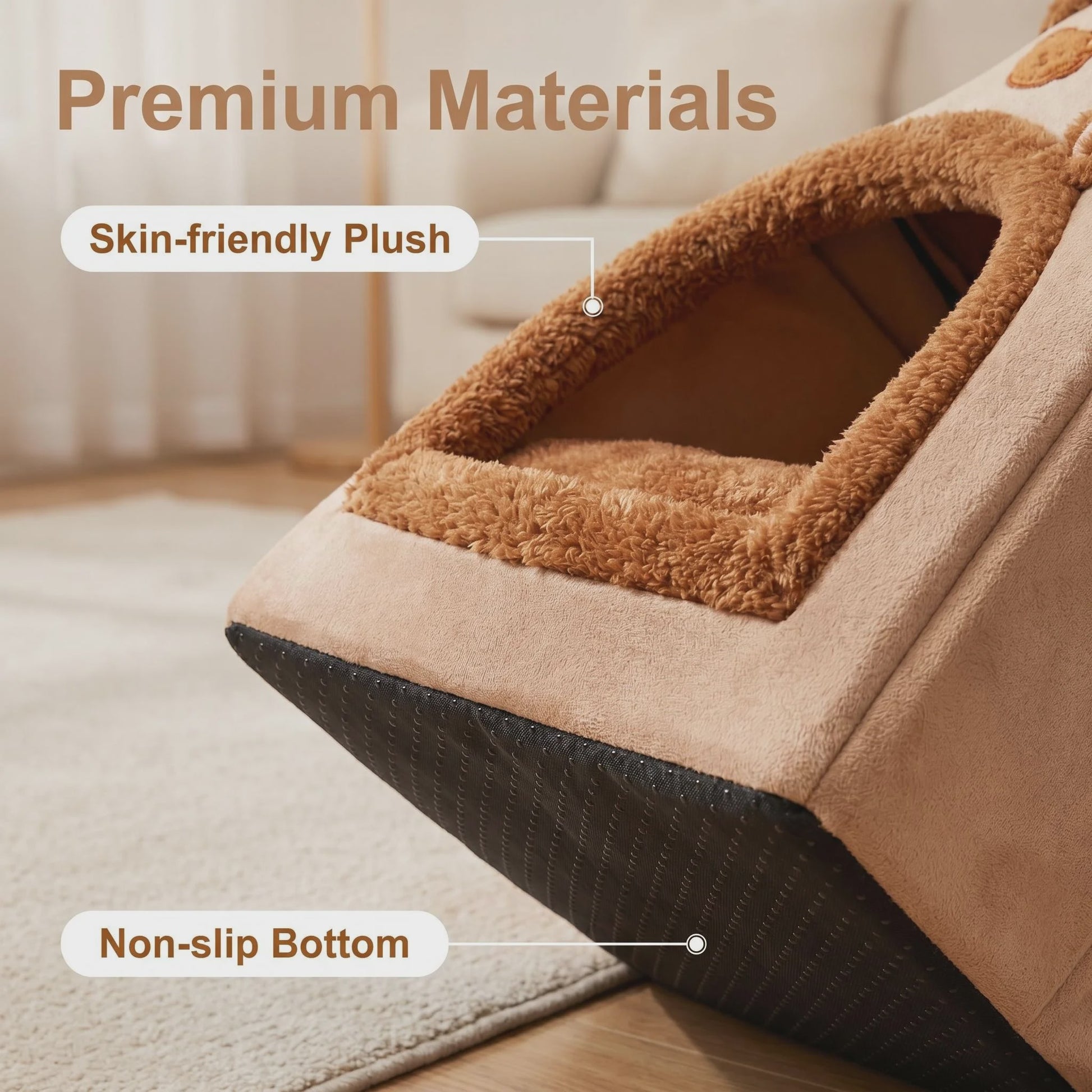 Zacht & Warm Beer-Huisje Bed voor Katten en Kleine Honden - Wasbaar & Antislip