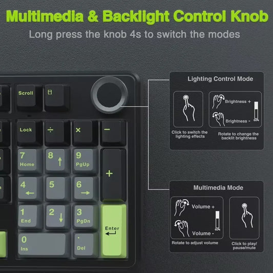 AULA F99PRO Mechanisch Gaming Toetsenbord - 99 toetsen, 3 Modi, Hot-Swappable, Gasket Structuur, Media Knop