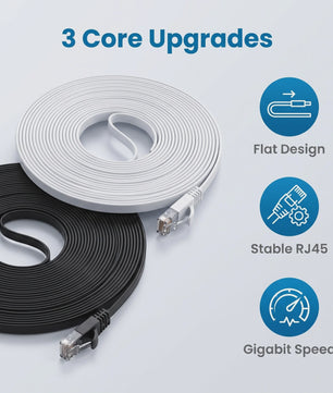 Cat 6 Flat Ethernet Kabel - 1Gbps Hoge Snelheid Netwerkkabel met Vergulde RJ45 Connectoren