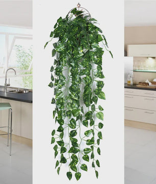 90cm Kunstplant Hangplant Klimop Pothos Begonia Druivenblad - Decoratieve Muurdecoratie