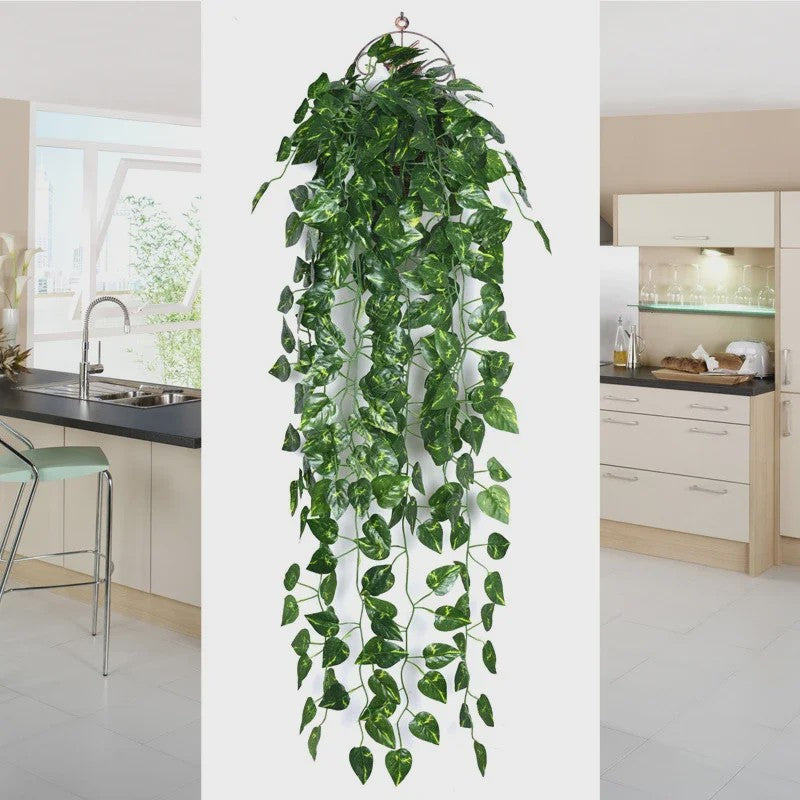 90cm Kunstplant Hangplant Klimop Pothos Begonia Druivenblad - Decoratieve Muurdecoratie