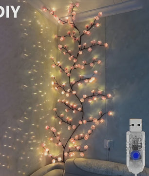 USB Kersenhout Bloesem Slingerlicht met 8 standen - Sfeervolle Decoratie